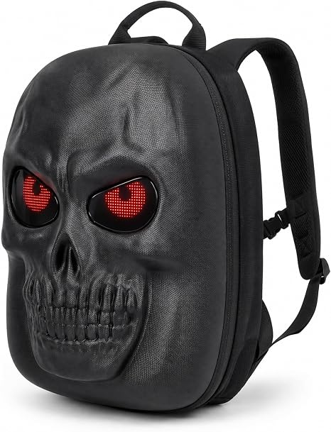LED Skull Backpack with Custom Pixel Eyes, 20 L, Black