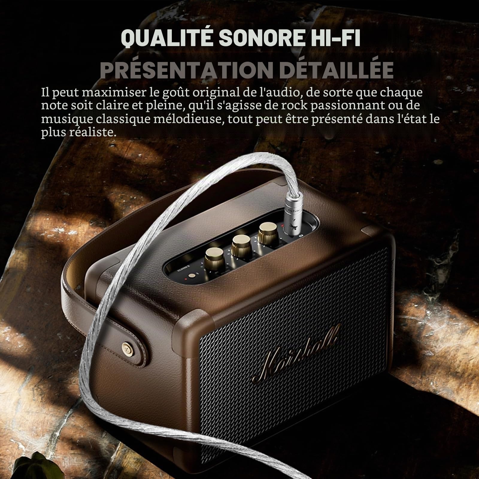 Impeto Câble Audio Jack 3.5 mm Mâle Mâle HiFi Stéréo Nylon Tressé Câble Auxiliaire Voiture Compatible avec Autoradio Casque Haut-Parleur TV iPhone iPad iPod PC MP4 MP3 (1.5M)