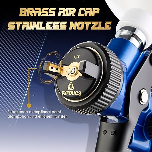 Miniatura 2 de HVLP Pistola pulverizadora con boquilla de 0.051 in, pistola de pintura para automóvil, kit de herramientas premium perfecto para una amplia gama de