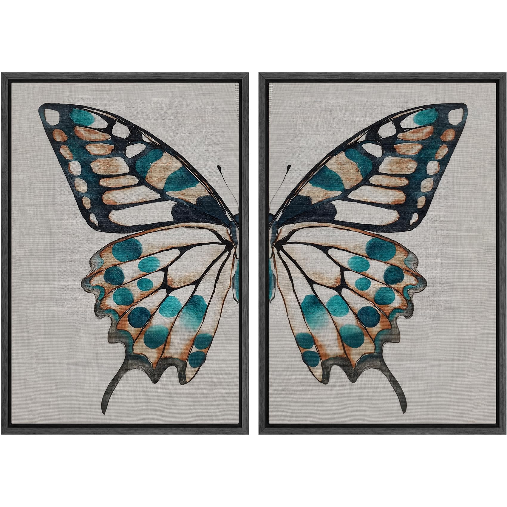 SIGNFORD Framed Canvas Print Wall Art Set Soft Hydrangea Pair Light Blue Florals with Green Leaves Illustration Modern Art Decorative Nordic Nature for Living Room, Bedroom, Office - 24"x36"x2 White — view 16