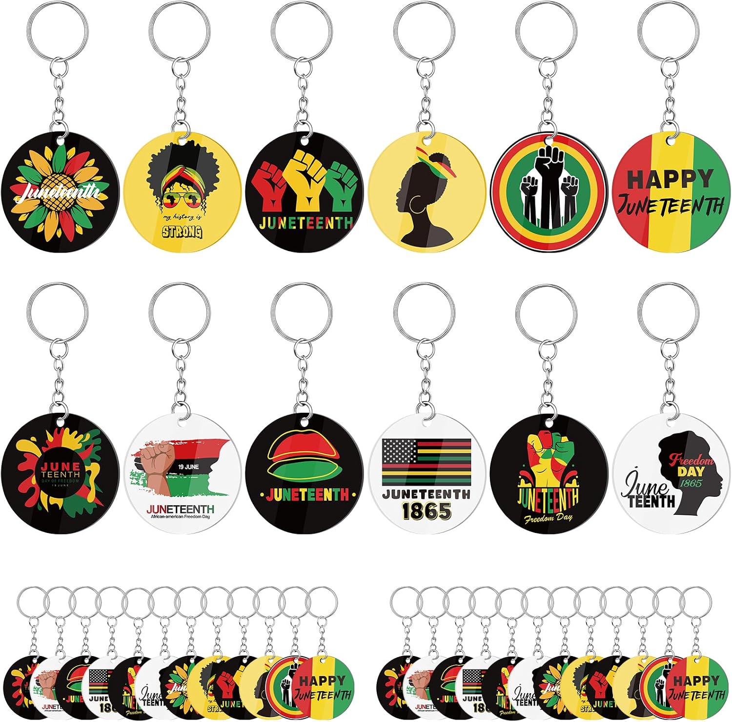 Sureio 120 Pcs Juneteenth Keychain Bulk Gifts Juneteenth Day Party Favors Acrylic Heart 1865 Territory African American Festival Freedom Decorations Supplies Goodie Bag Stuffer Women Men Accessories