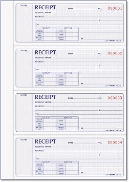 Rediform 8L816 Receipt Book 2 3/4 x 7 Carbonless Duplicate 400 Sets/Book