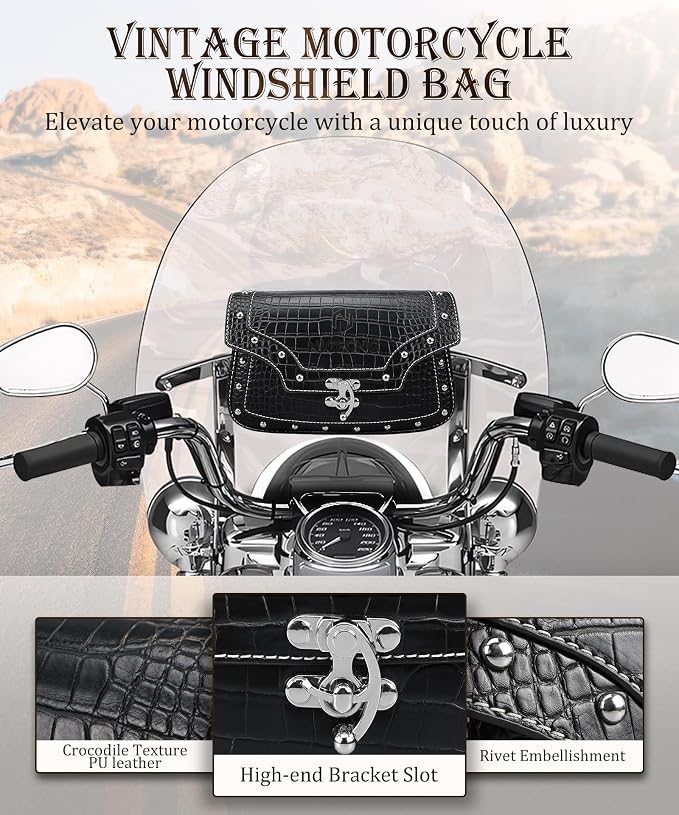 Bolsa Para Parabrisas de Moto NICECNC en Cuero Sintético miniatura 3