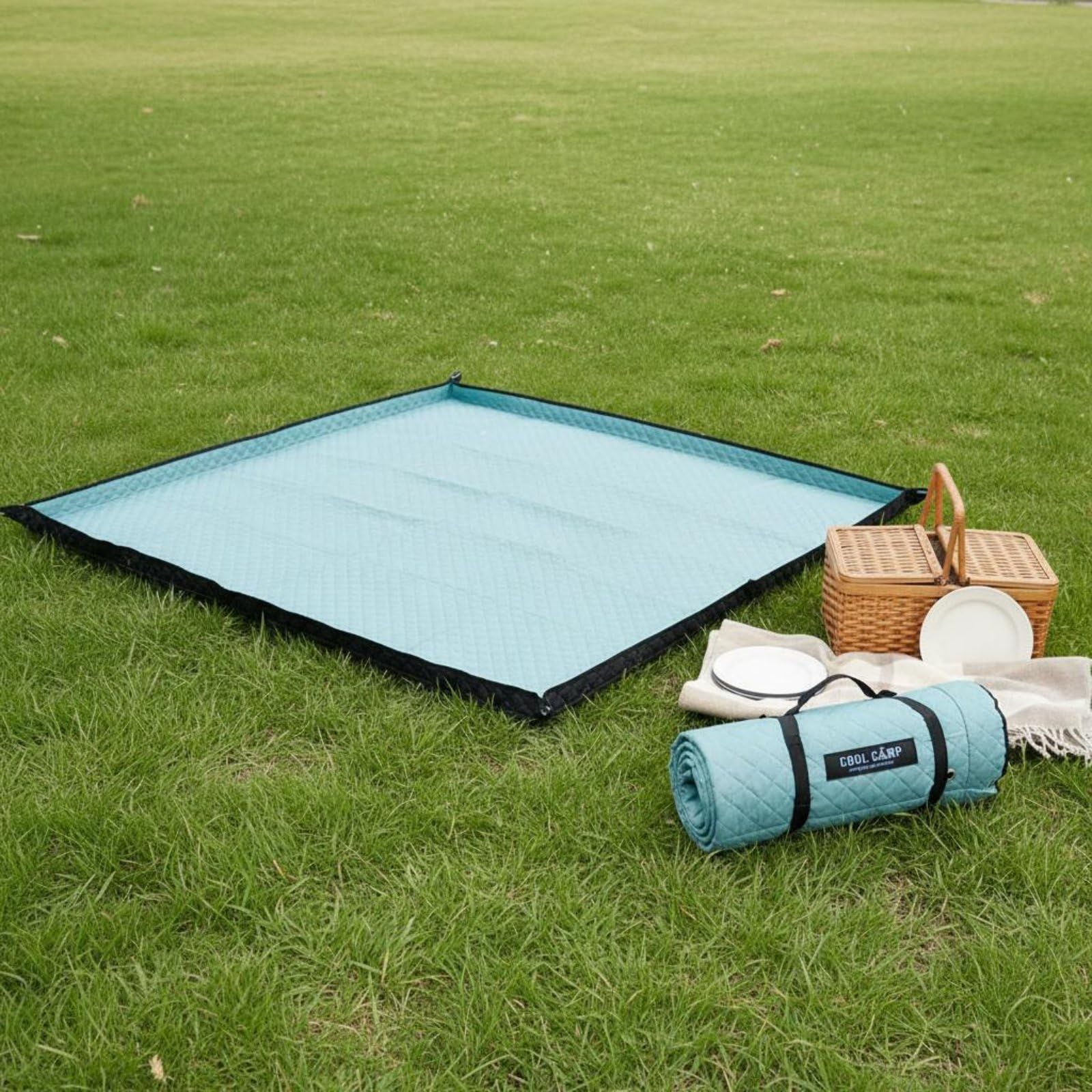 Coperta da Picnic Impermeabile Pieghevole Tappeto da Campeggio Portatile Morbida per Spiaggia, 200 200cm, Kaki