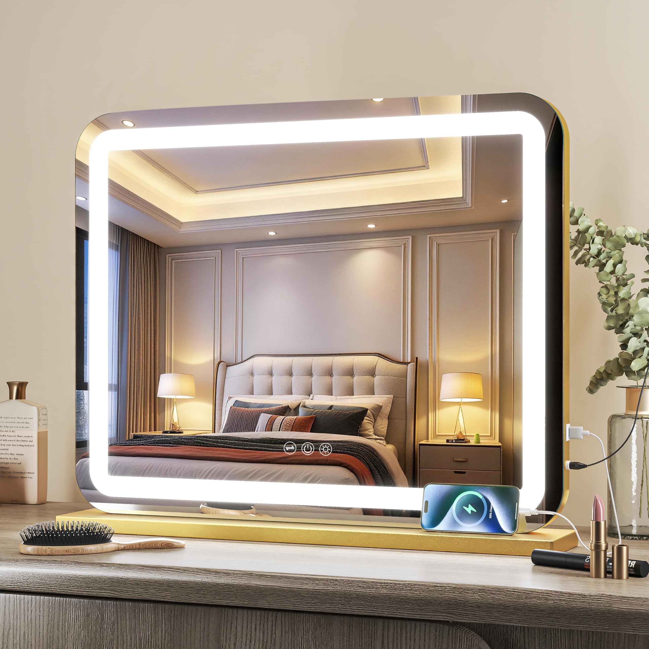 Batuso 58 x 46cm LED Makeup Vanity Mirror Gold