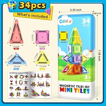 Magnetic Tiles Mini Travel Toddler Toys Magnetic Blocks Building for Kids