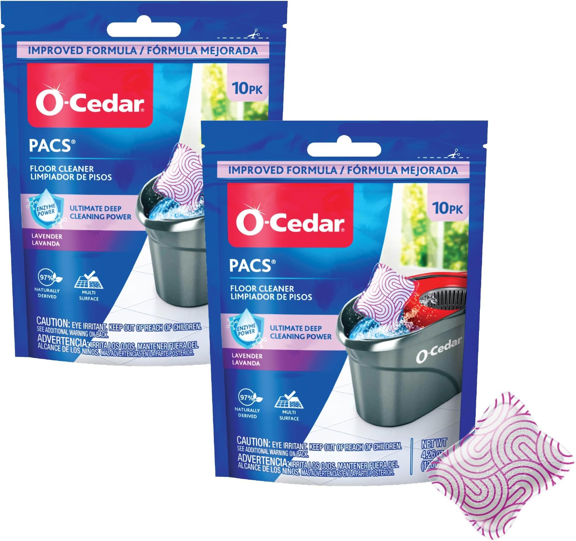 O-Cedar Floor Cleaning 20ct Pacs Lavender Scent 10ct (2-Packs)