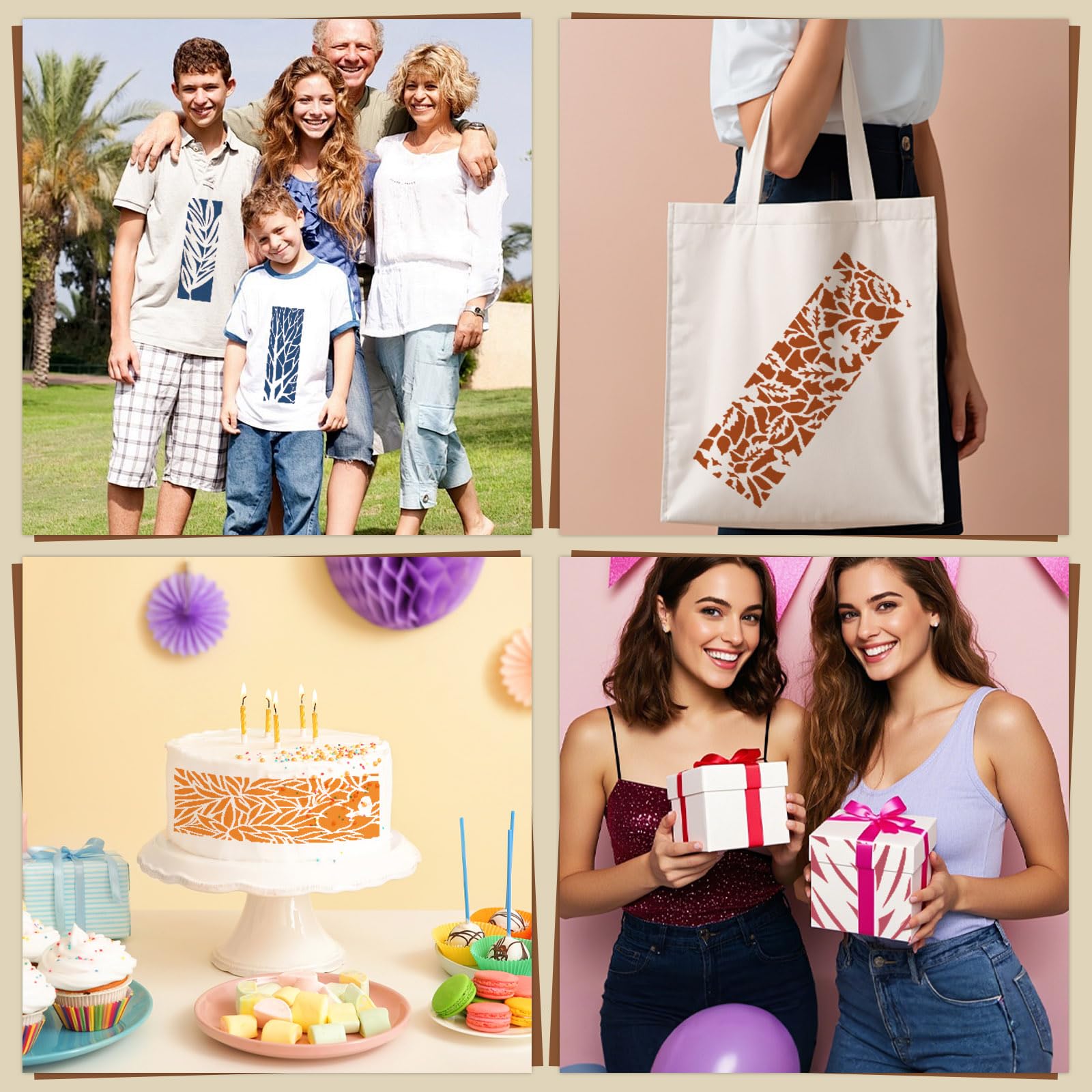 18 plantillas para manualidades, 10 x 30 cm, plantillas de plástico reutilizables para decoración de pasteles de árbol, para hornear, muebles de pared de madera, lienzo, álbumes de recortes