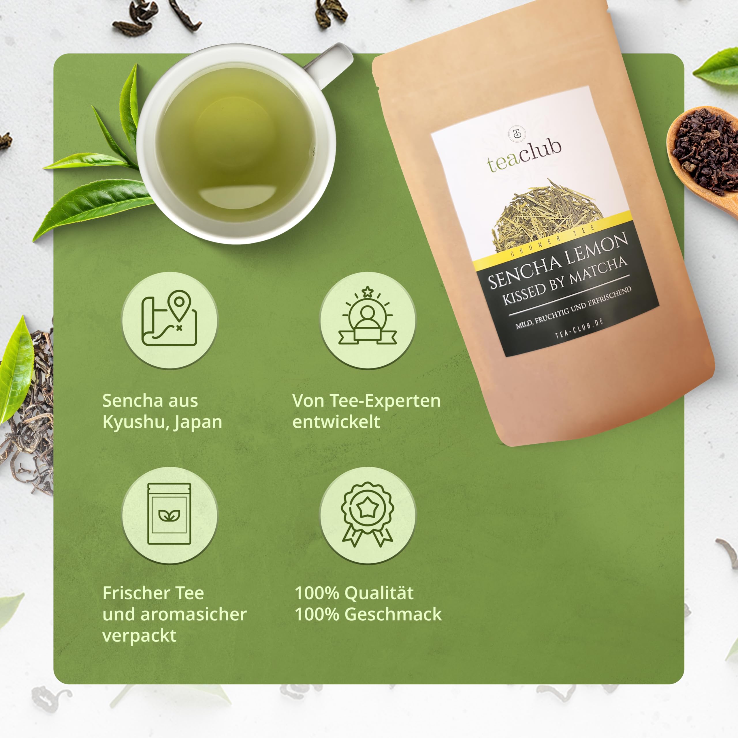 TeaClub Sencha Lemon Thé Vert en Vrac 500g, Thé Japonais Matcha