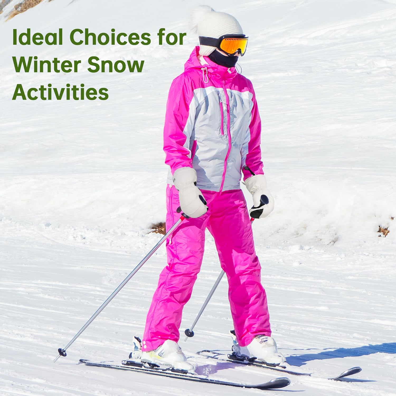 Ski Mittens for Women, Waterproof Snow Ski Gloves for Snowboard, Winter Warm Mitts with Touchscreen - Image 5