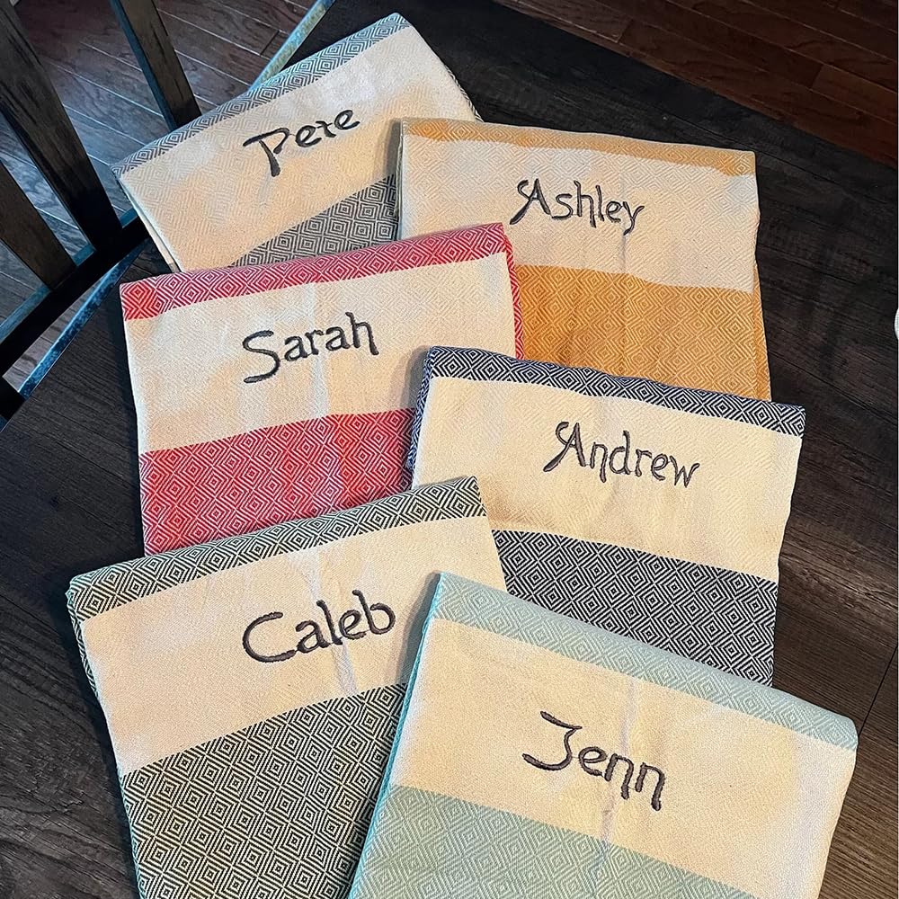 ZoikOm Personalized Turkish Beach Towel with Name, Bachelorette Party Favors, Birthday Gifts, Wedding Favors Bridesmaid Beach Towel (Color L)