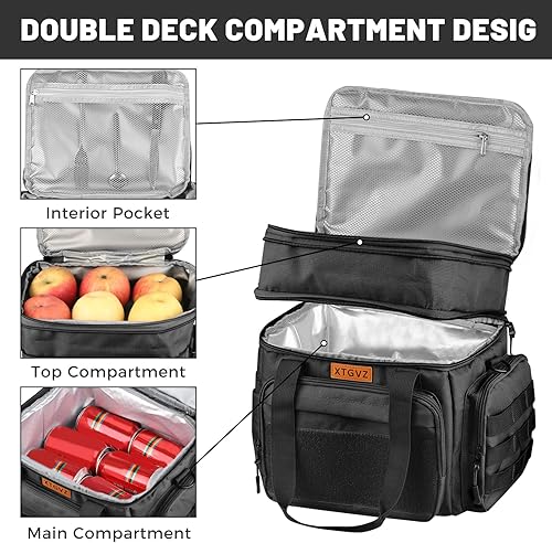 Miniatura 2 de Lonchera aislada para hombres, lonchera grande para hombre, para el trabajo, lonchera para adultos con compartimentos dobles y soporte para botella