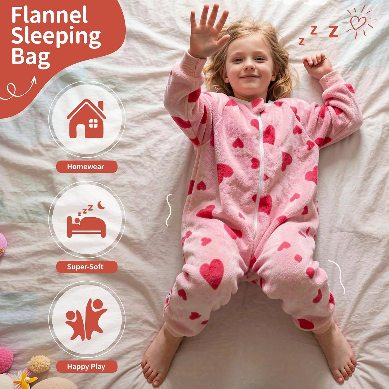 MICHLEY Baby Sleeping Bag Sack Flannel Wearable Blankets Pajamas 1-6Years image 2