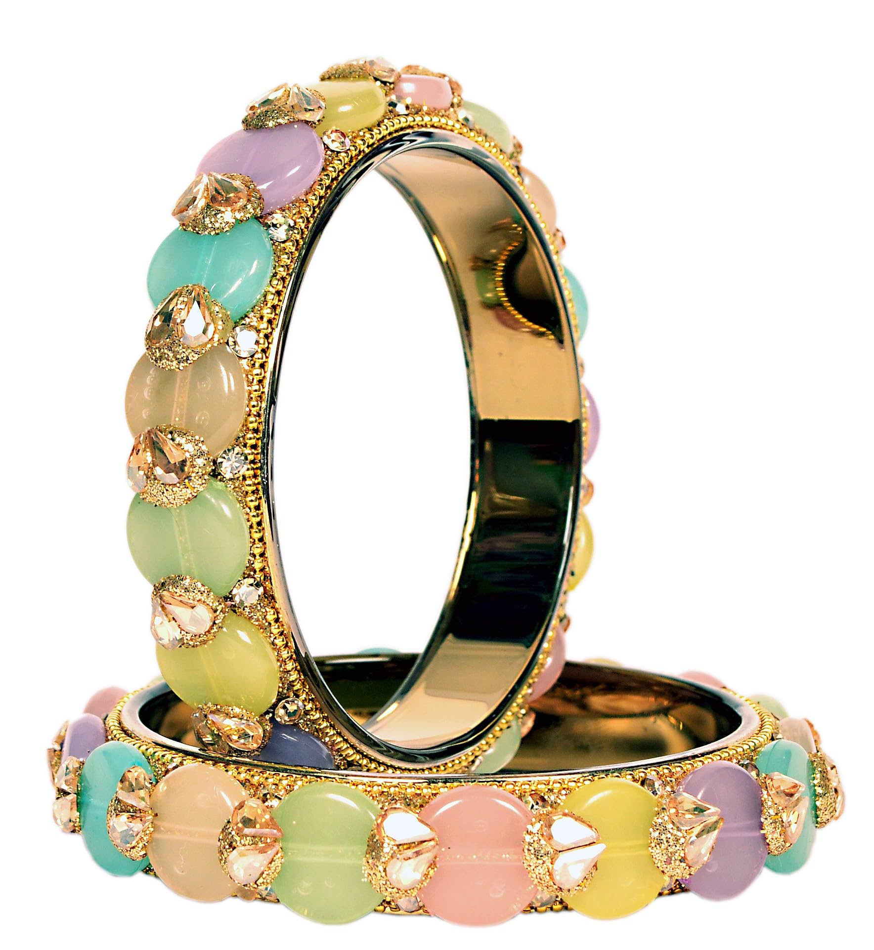 Swara Creations Multicolor Glass Kadas Set for Women |Colorful Kadas Stonework| Perfect for Wedding & Special Occasions (SKU400)