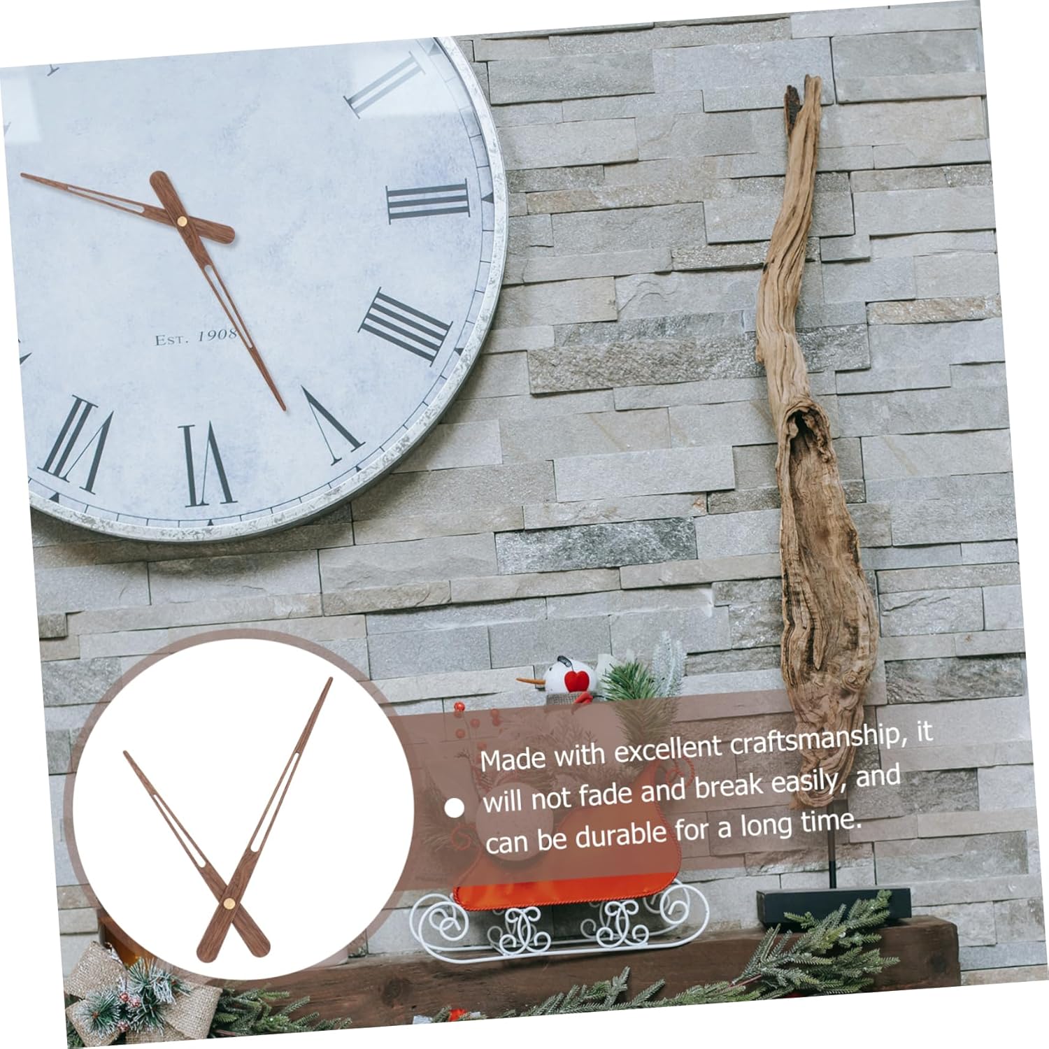 Generic 15pcs Wooden Clock Hands Replacement High Torque Clock Pointers Walnut Finish Lightweight and Easy to Install