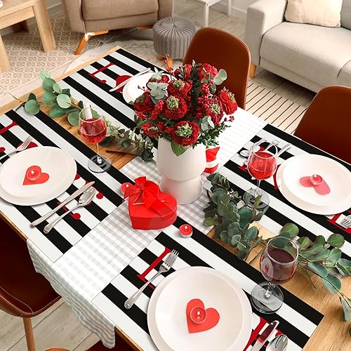 Miniatura 4 de Zonon 36 manteles individuales de papel para el día de San Valentín a granel de 12 x 17 pulgadas, diseño de corazón rojo, decoración de mesa para el