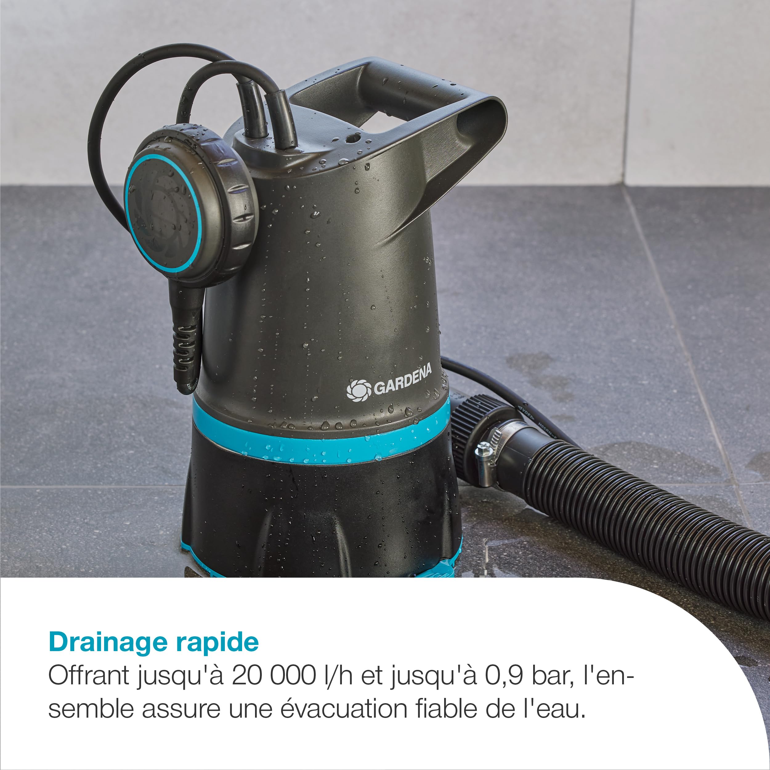 GARDENA Ensemble de protection contre les inondations 20000 Pompes BASIC : Ensemble de protection contre les crues, Haute capacité, Pompe combinée pour eau sale et propre