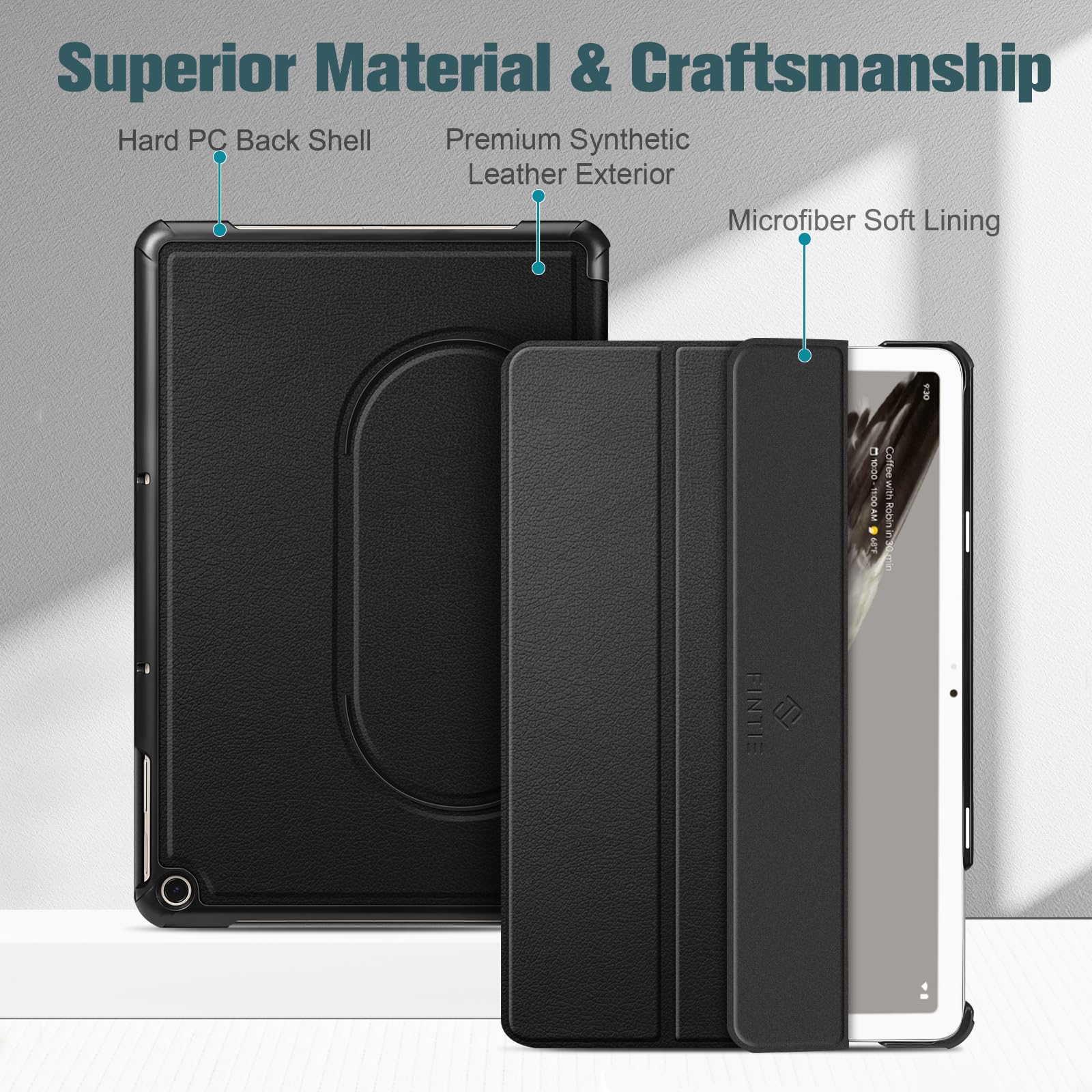 Fintie Slim Case for Google Pixel Tablet 11 Inch 2023, Ultra Thin Lightweight Hard Back Shell Tri-Fold Stand Protective Cover for Google Pixel Tablet, Compatible with Charging Dock, Black
