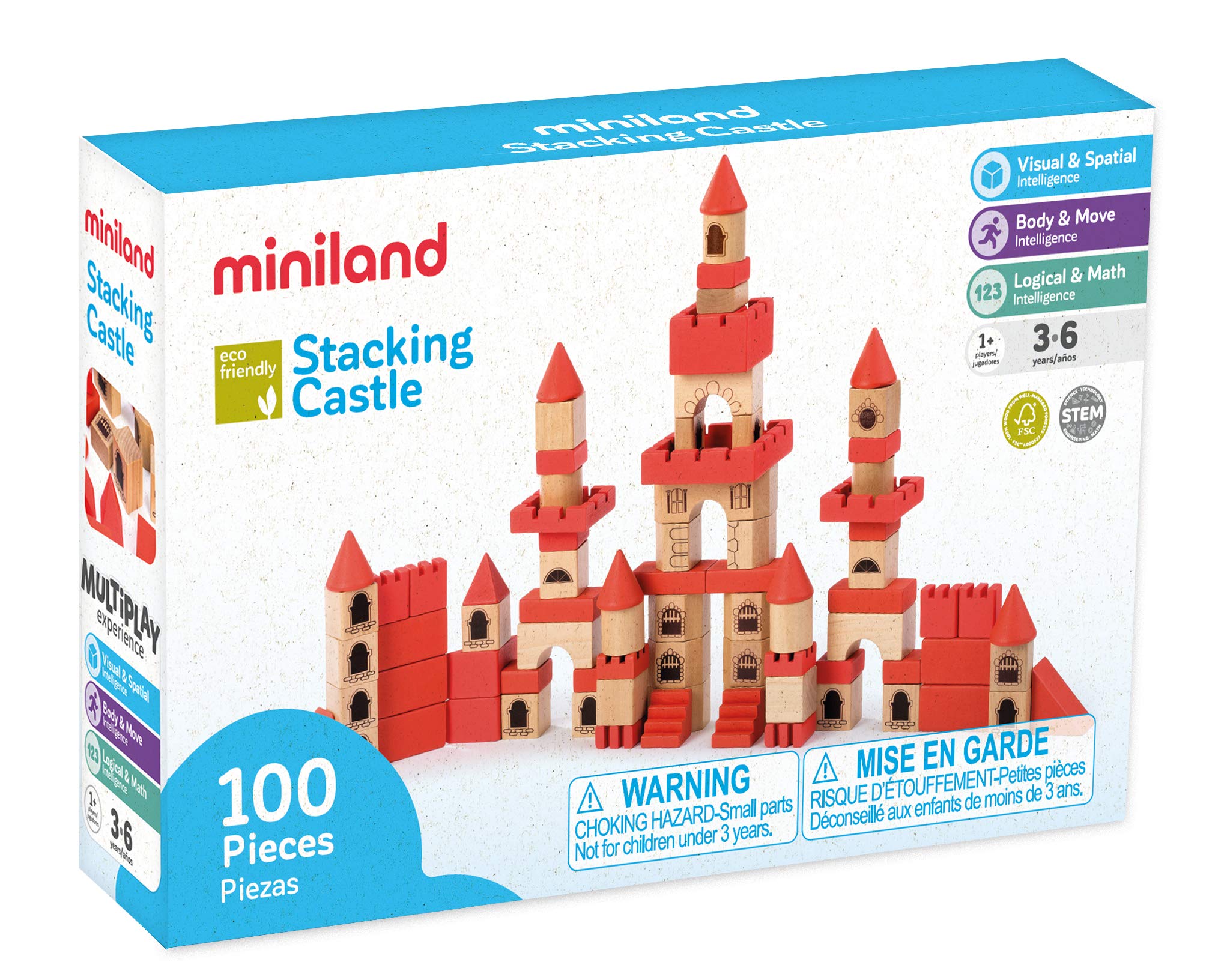 Miniland - Stacking Castle, Castillo de Madera ecológica