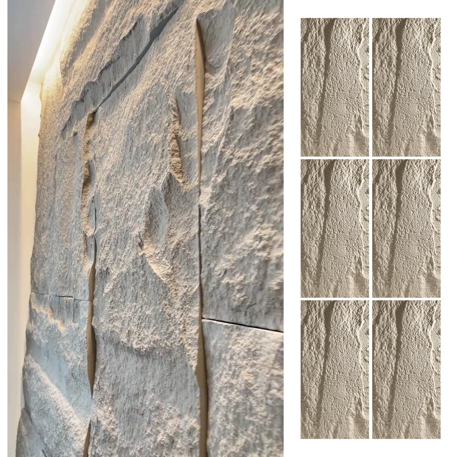 Paneles de pared de piedra sintética 3D, revestimiento de poliuretano ligero para paredes interiores y exteriores, azulejos de textura de roca impermeables para sala de estar, telón de fondo de TV