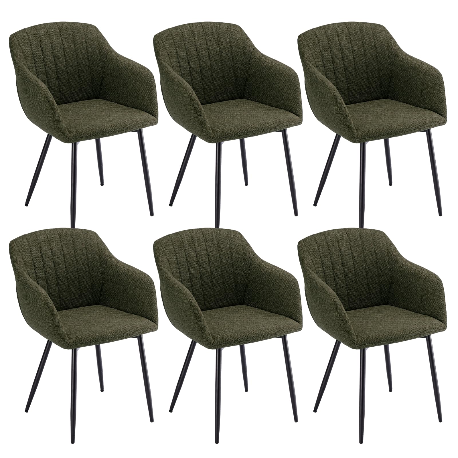 Sedie Sala da Pranzo con Seduta Imbottita Sedie Cucina Set da 6 Sedia da Cucina in Poliestere con Gambe in Metallo