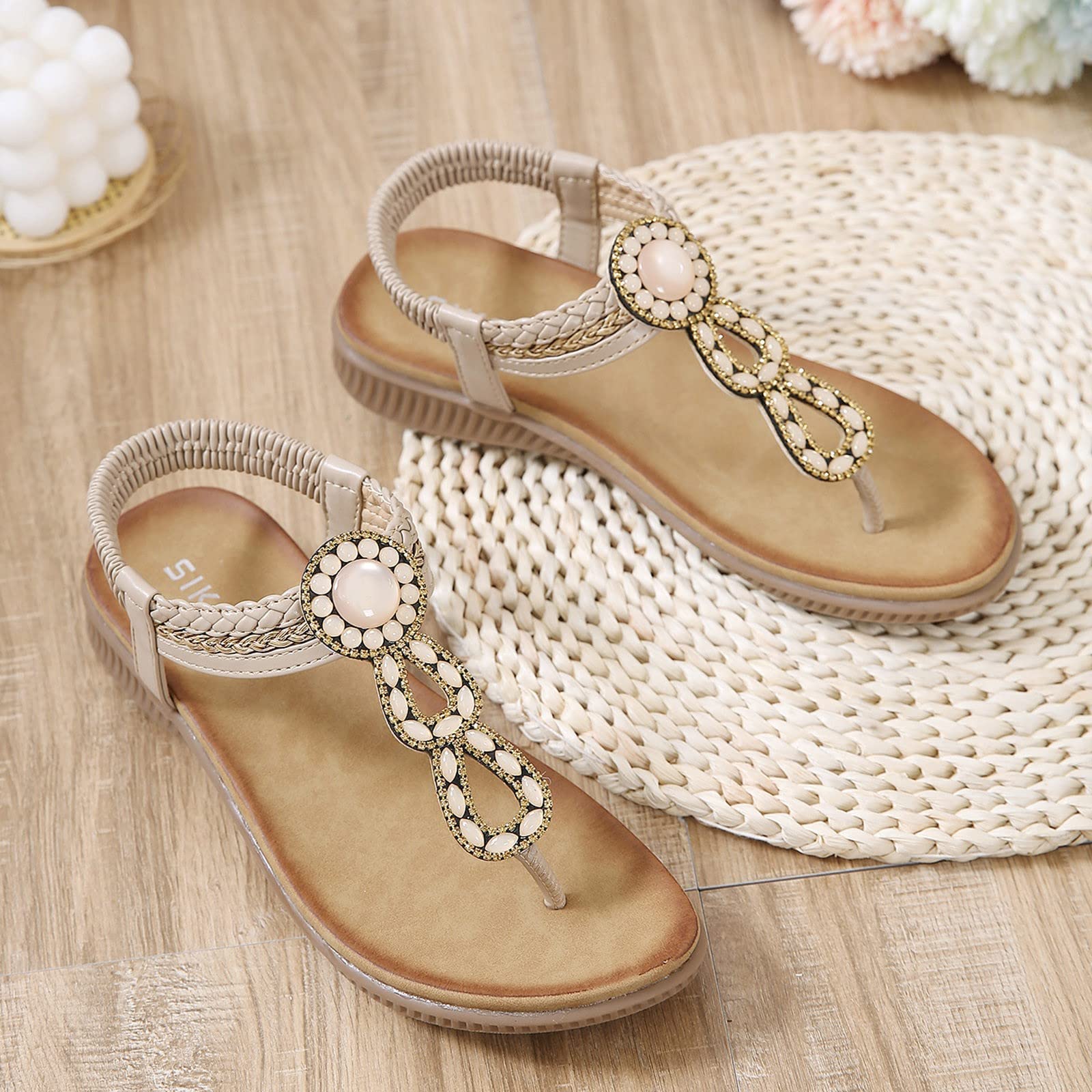 BAtlam Sandali da Donna, Zeppe, Sandali Elastici, Sandali da Spiaggia, Infradito,C,40