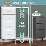 HIGDBFE Dresser avec rack suspendu, 4 Tiroirs Petit placard pour chambre, Réversible tissu coffre de tiroirs avec rack de vêtements, Tour de rangement Tall, cadre robuste, blanc, 43.5''H