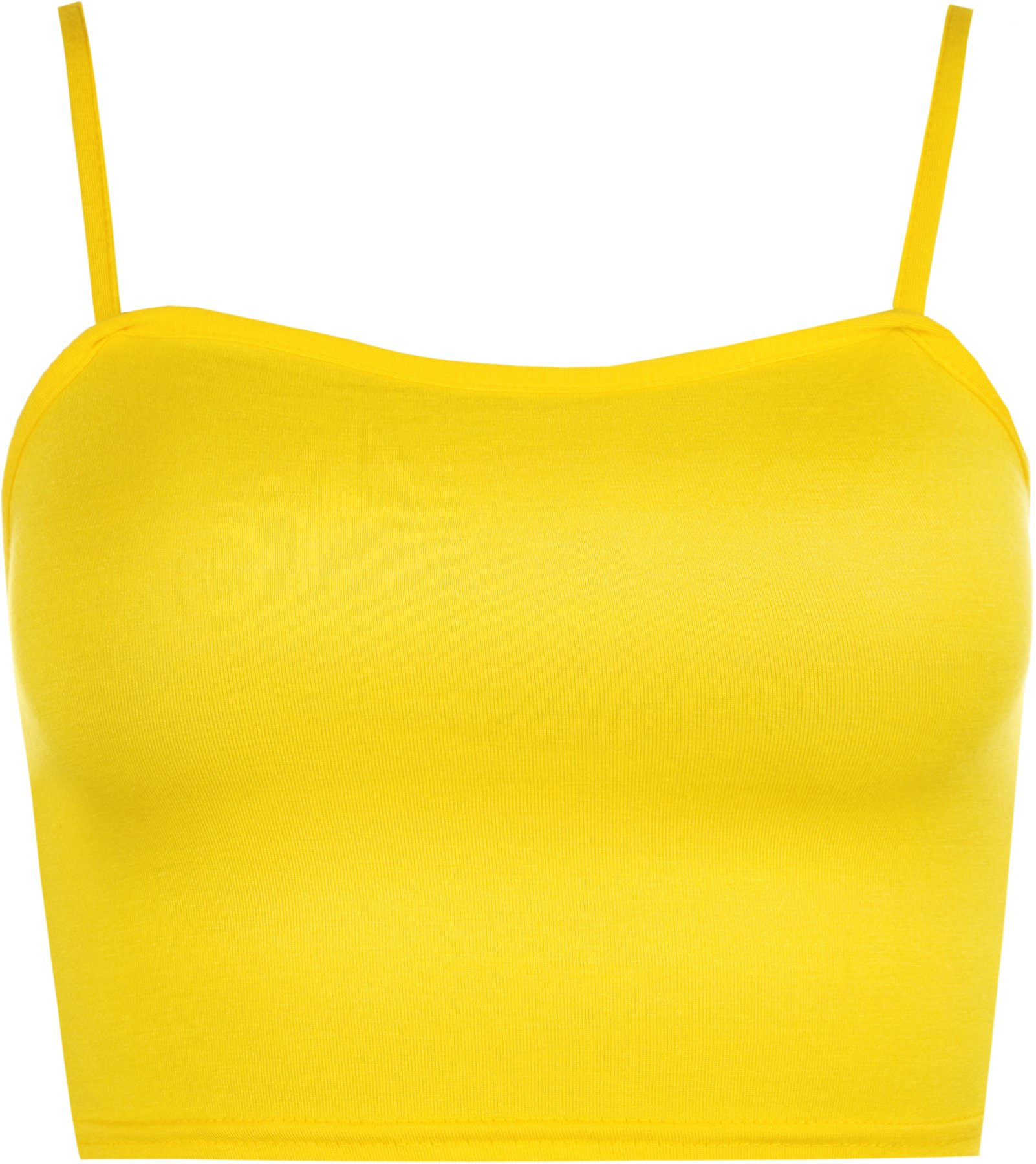 Wearall Women's Yellow Strappy Sleeveless Bralet Crop Stretch Vest Top - 12-14
