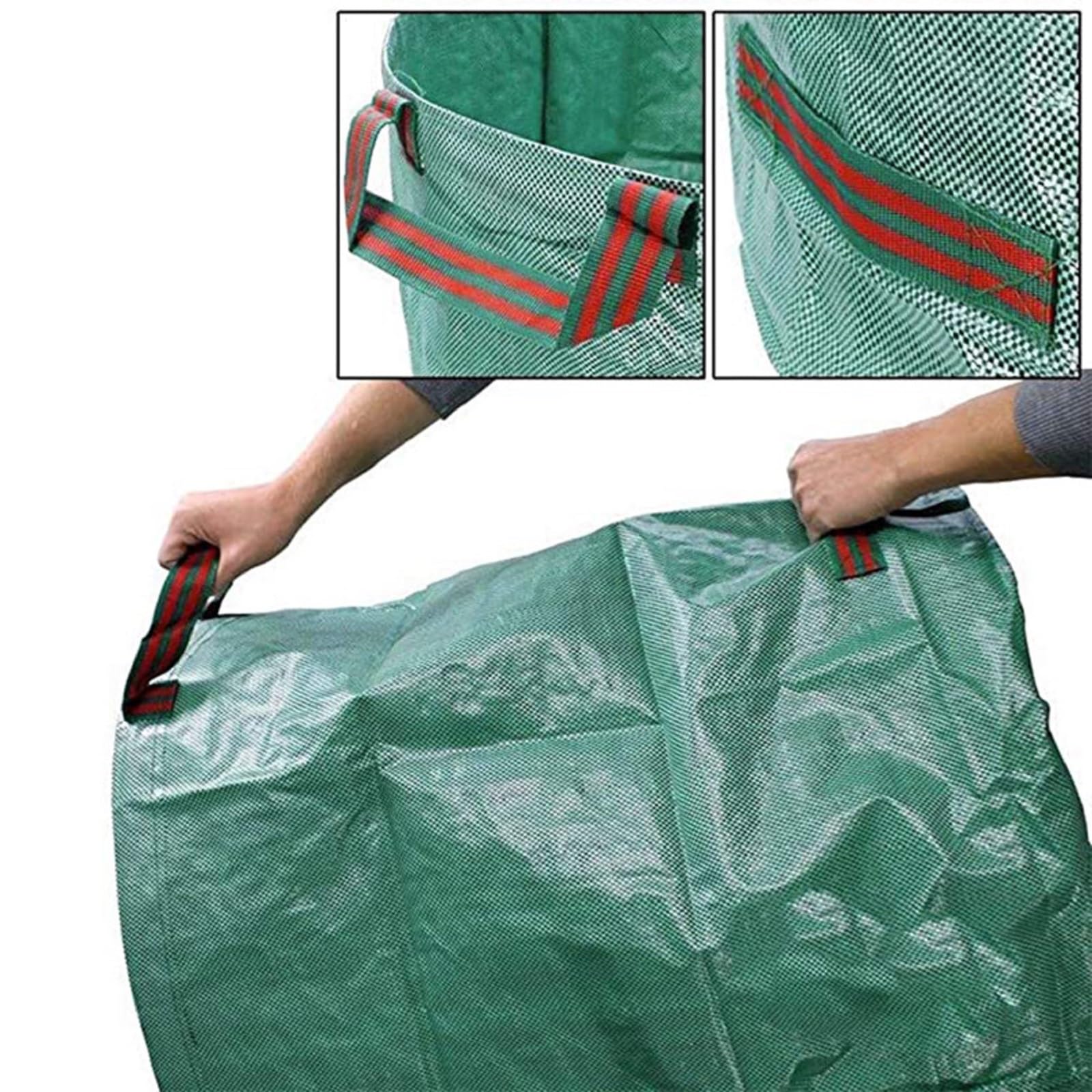 Worek ogrodowy na liście, 60 l, stabilny worek na odpady ogrodowe, worki ogrodowe na odpady ogrodowe, do cięcia trawnika, składane, worki na odpady ogrodowe z uchwytami, wielokrotnego użytku, na