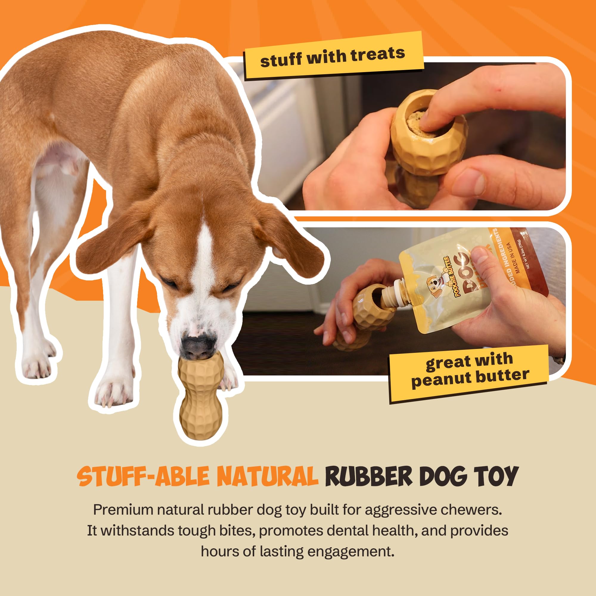 Poochie Butter - Juguete para Perros con Mantequilla de maní | Juguete de Mantequilla de maní para Perros | Juguete masticable para Perros