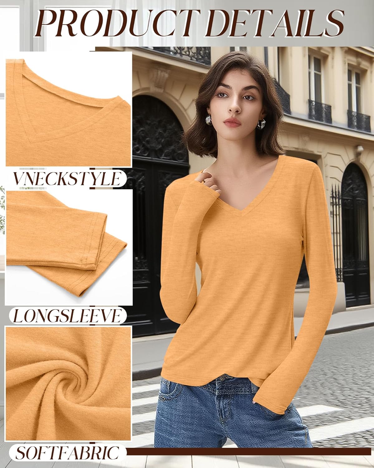 Huukeay 4 Pack Women's V Neck Long Sleeve T Shirts Basic Tops Casual Fall Loose Fit Blouse Tee Clothes Fashionable Outfits - Image 4