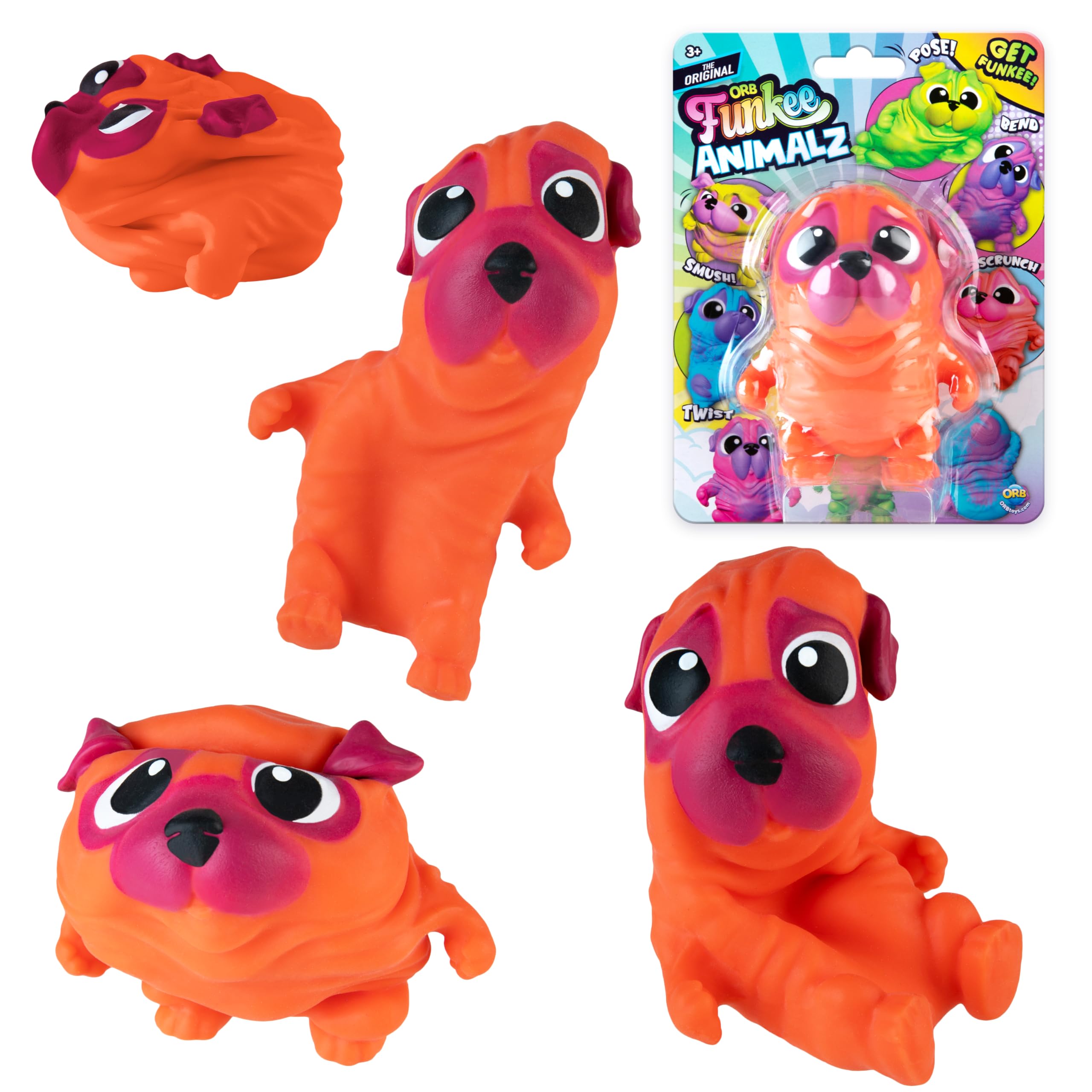 Amazon.com: ORB Funkee Monkee Animalz Dog Squishy Toys Mega 3 Pack