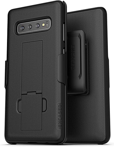 Miniatura 2 de Encased Galaxy S10 Plus - Funda con clip para cinturón (DuraClip 2019) Funda de agarre delgada con soporte para Samsung Galaxy S10+ (negro)