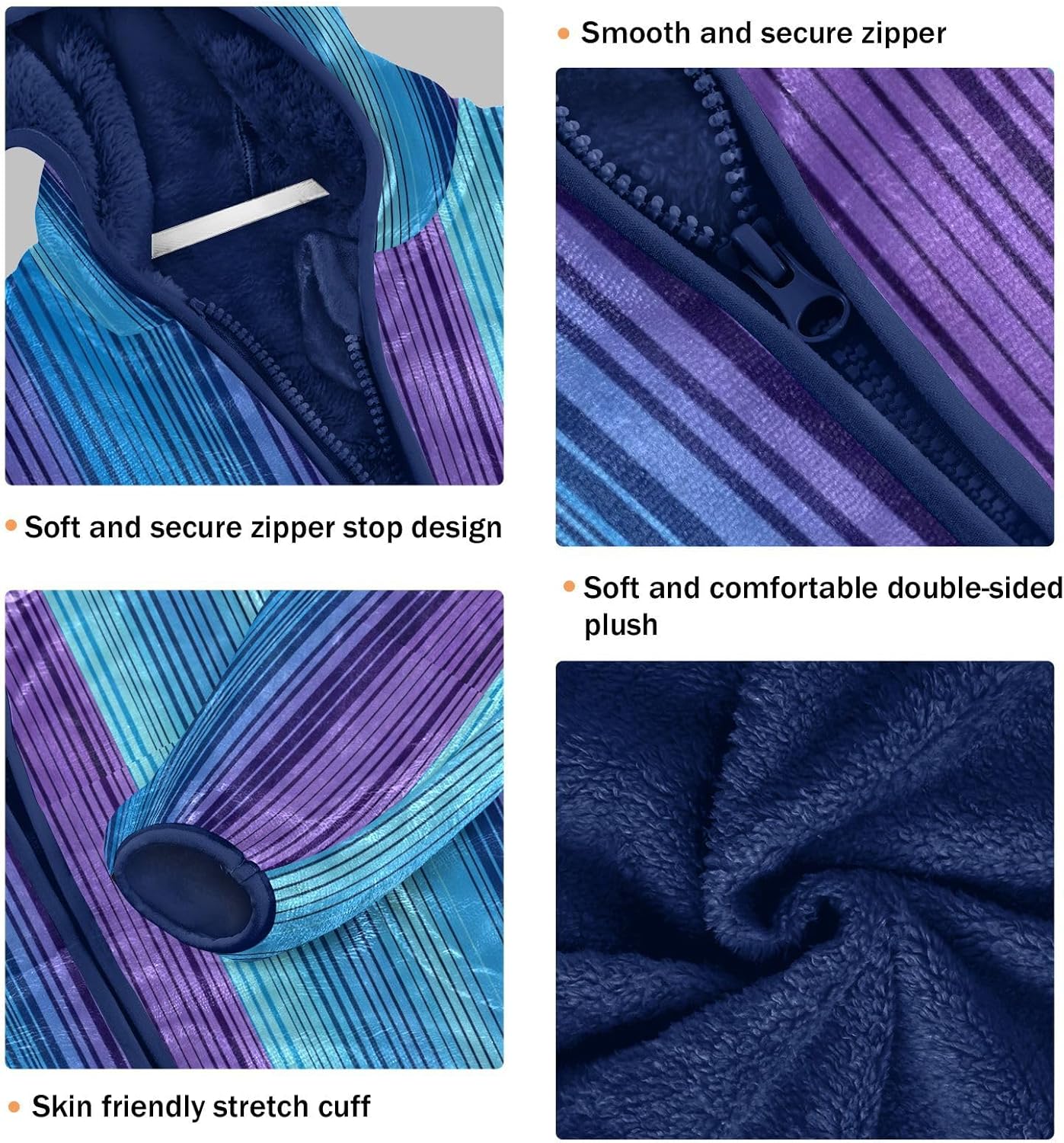 Blue and Purple Stripes Toddler Soft Jackets Outerwear Baby Boys Clothes 3T