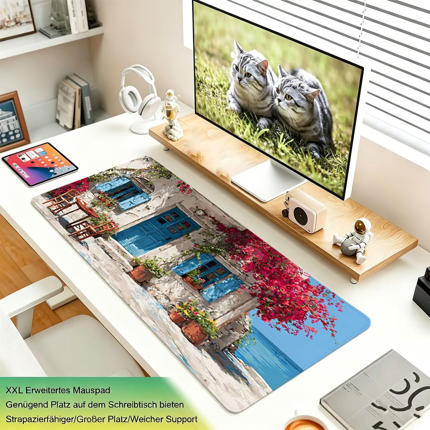 Tappetino Mouse Gaming XXL, Mousepad 1200x600x4mm Retro spiaggia 0x0-159 | Tappetino Scrivania con Base in Gomma Antiscivolo Bordi Cuciti per Computer, PC, Migliora la Precisione e la Velocità