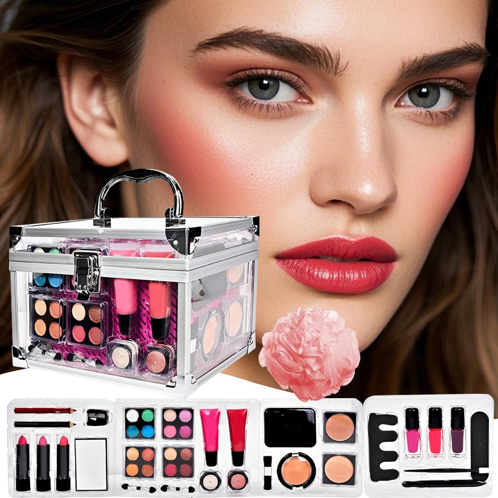Trousse De Pour Adolescentes Trousse Cosmétique Portable | Coffret Avec Fard À Paupières Blush Pinceaux Pour Mariage Halloween