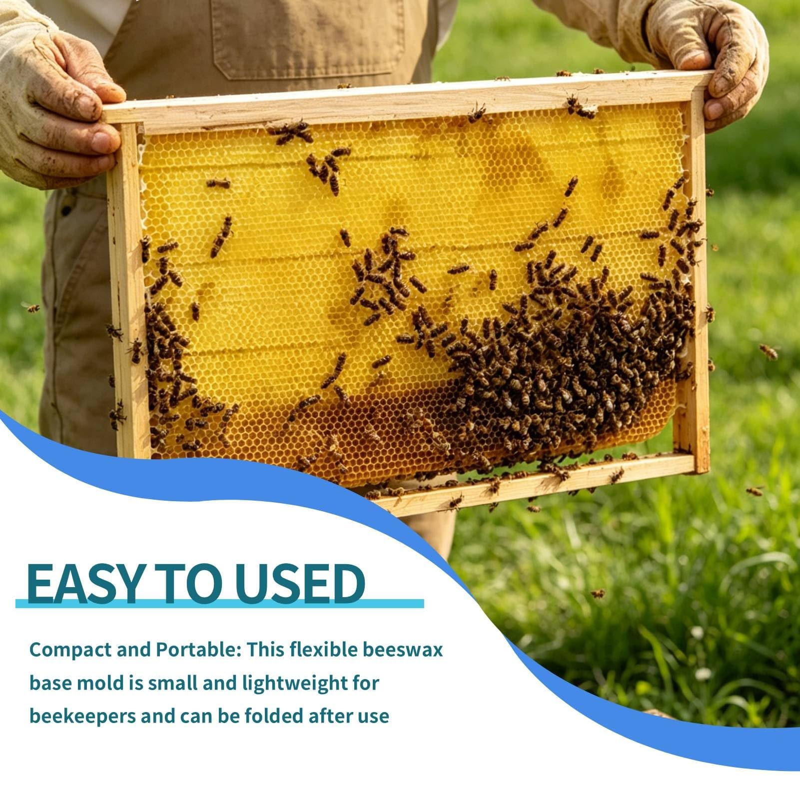 Molde de silicona para láminas de cera de abejas, 2 piezas de prensa flexible apícola con patrón elevado de colmena, herramienta portátil reutilizable