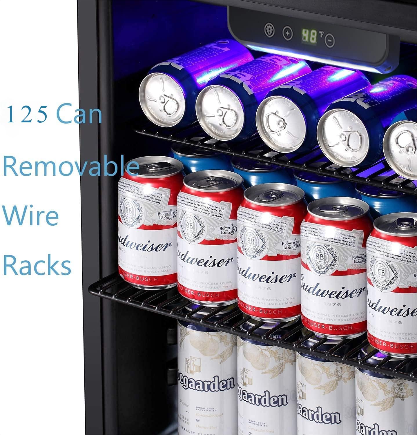 Antarctic Star Beverage Refrigerator -125 Can Mini Fridge For Soda Beer Or Wine, Stainless Steel Door Frame, For Office Or Bar With Adjustable Removable Shelves, Black, 3.3 Cu.Ft on Fridge.com - View 5