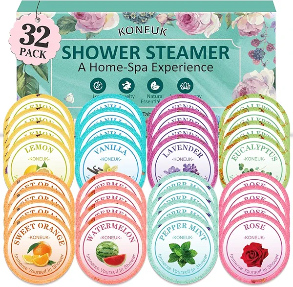 32 Pack Shower Steamers Aromatherapy Gifts for Women and Men, Bulk Shower Bombs with Essential Oils, Self Care, Spa Gifts, Birthday Gifts, Stocking Stuffers and Christmas Gifts