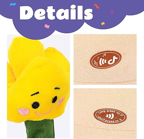 Vista 3 de Cuteoy Peluche de tulipanes parlantes, repite lo que dices, bailar, caminar, imitar, torcer, animal, musical, eléctrico, interativo, Navidad