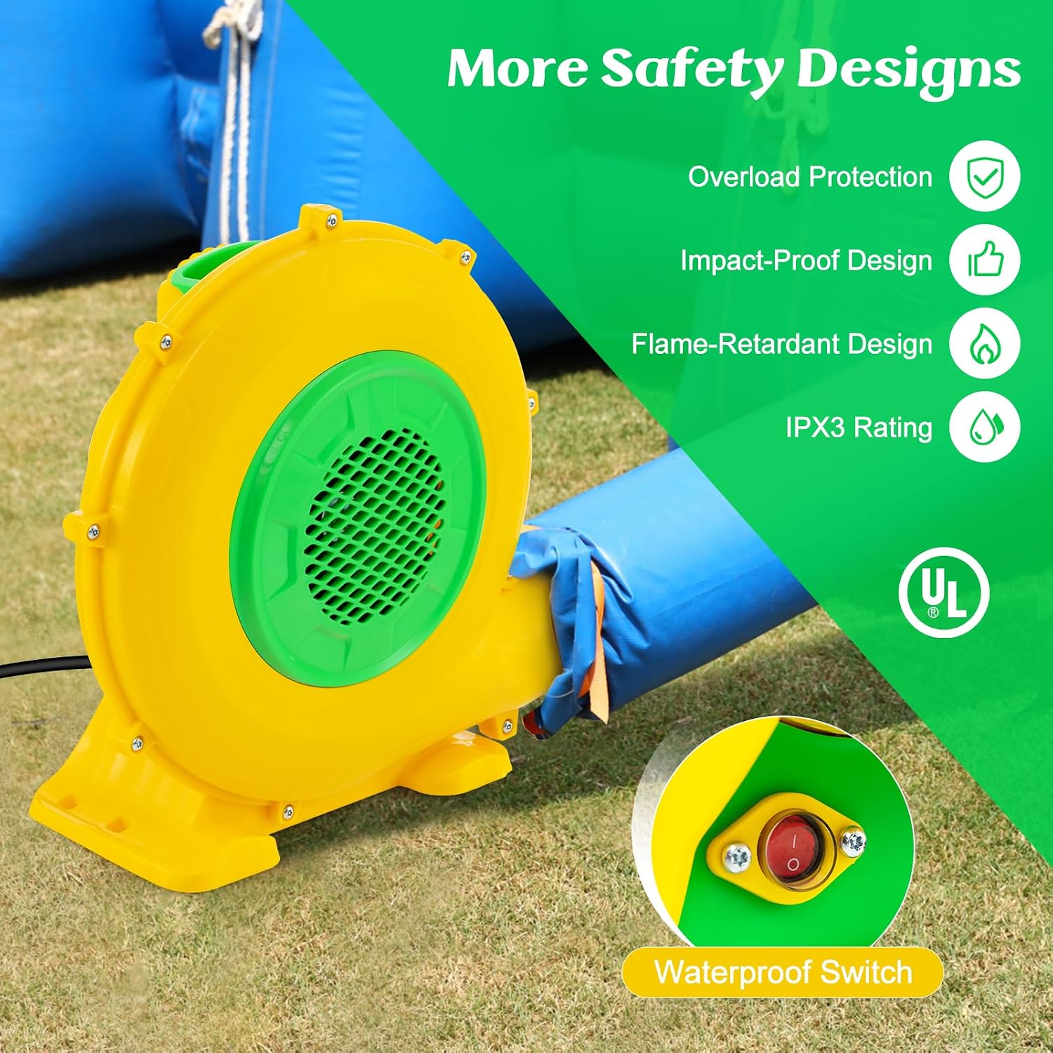 HONEY JOY Air Blower, 680W 0.9HP Bounce House Blower, Commercial Electric Pump Fan for Inflatable Water Slides & Bouncy Castle, 2340pa Air Blower for Inflatables (680Watt 0.9HP) image 4