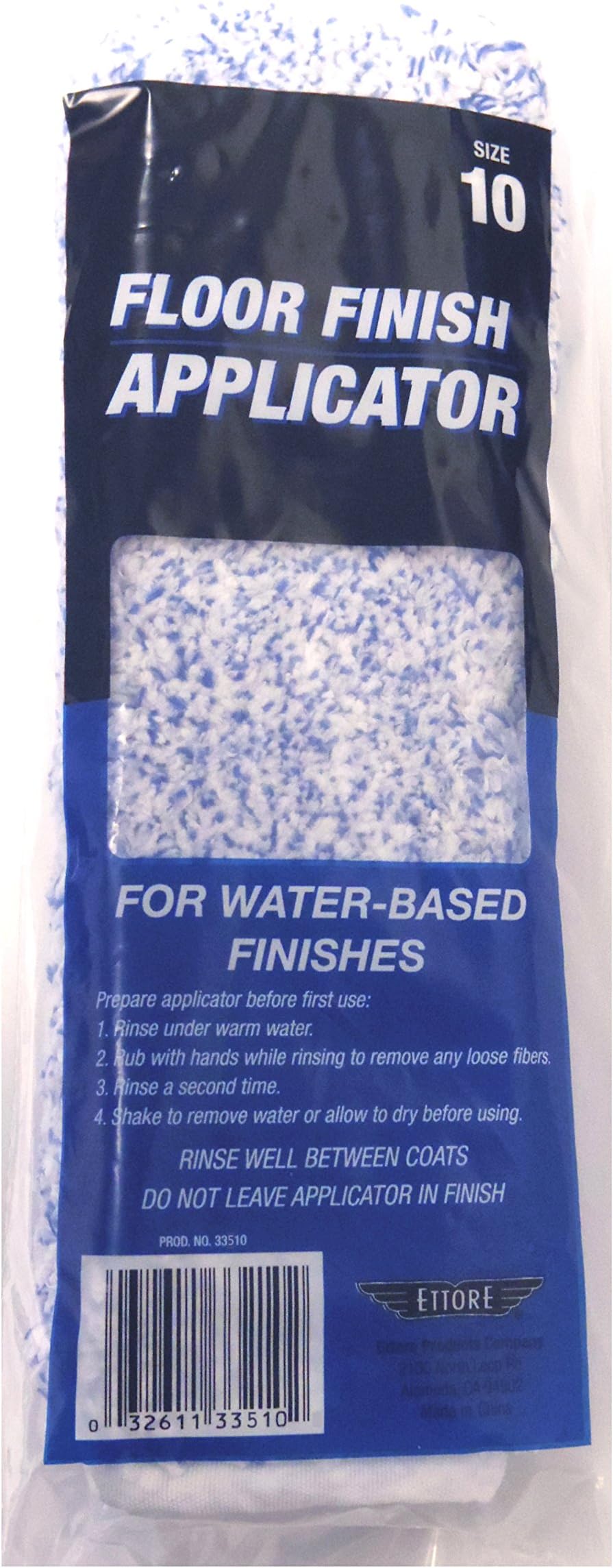 Ettore33510 Water Based Floor Finish Applicator Head 10-inch,White, Blue