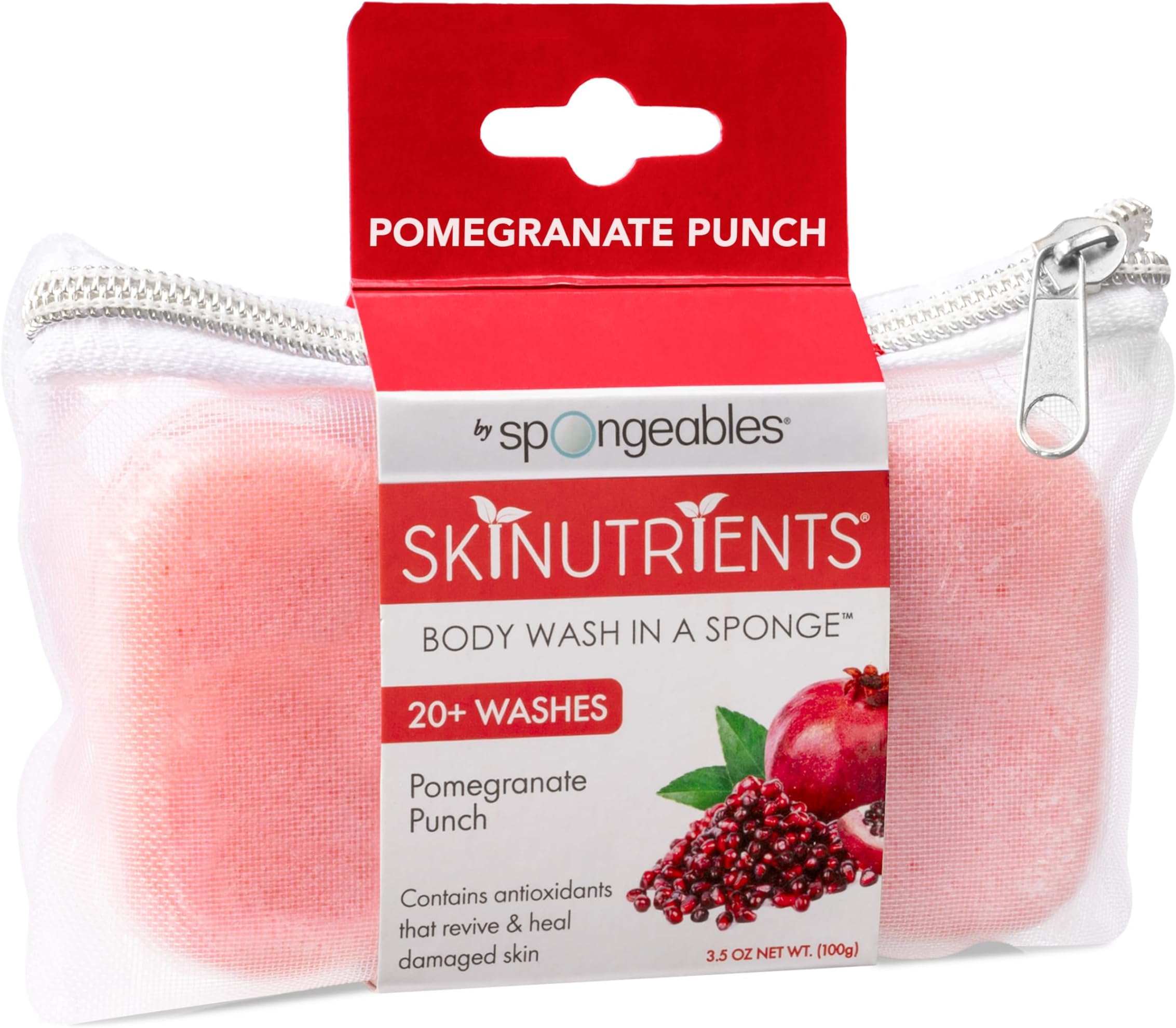 Spongeables Body Wash in a 20+ Wash Sponge, Pomegranate Punch, 1 Count
