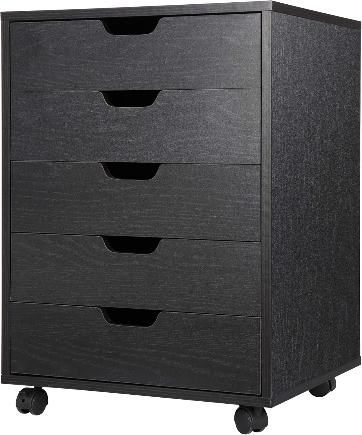 Nouva 5-Drawer File Cabinet - Vertical Mobile Filing Cabinet w/Wheels,Under Beside Desk Chest Storage Printer Stand for Home Office,Black