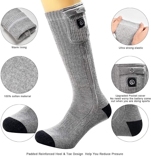 Miniatura 4 de Calcetines térmicos para hombres y mujeres, calcetines térmicos mejorados, 7.4 V 2200 mAh, calcetines eléctricos con batería recargable para hombres
