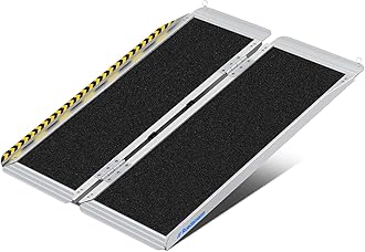 Ruedamann 4FT Portable Wheelchair Ramp, Non-Slip Aluminum Folding Handicap Ramp for Doorways, Wheel Chair Threshold Ramp for Home Steps, Stairs, Wheelchair, Scooters, Pets, Entry