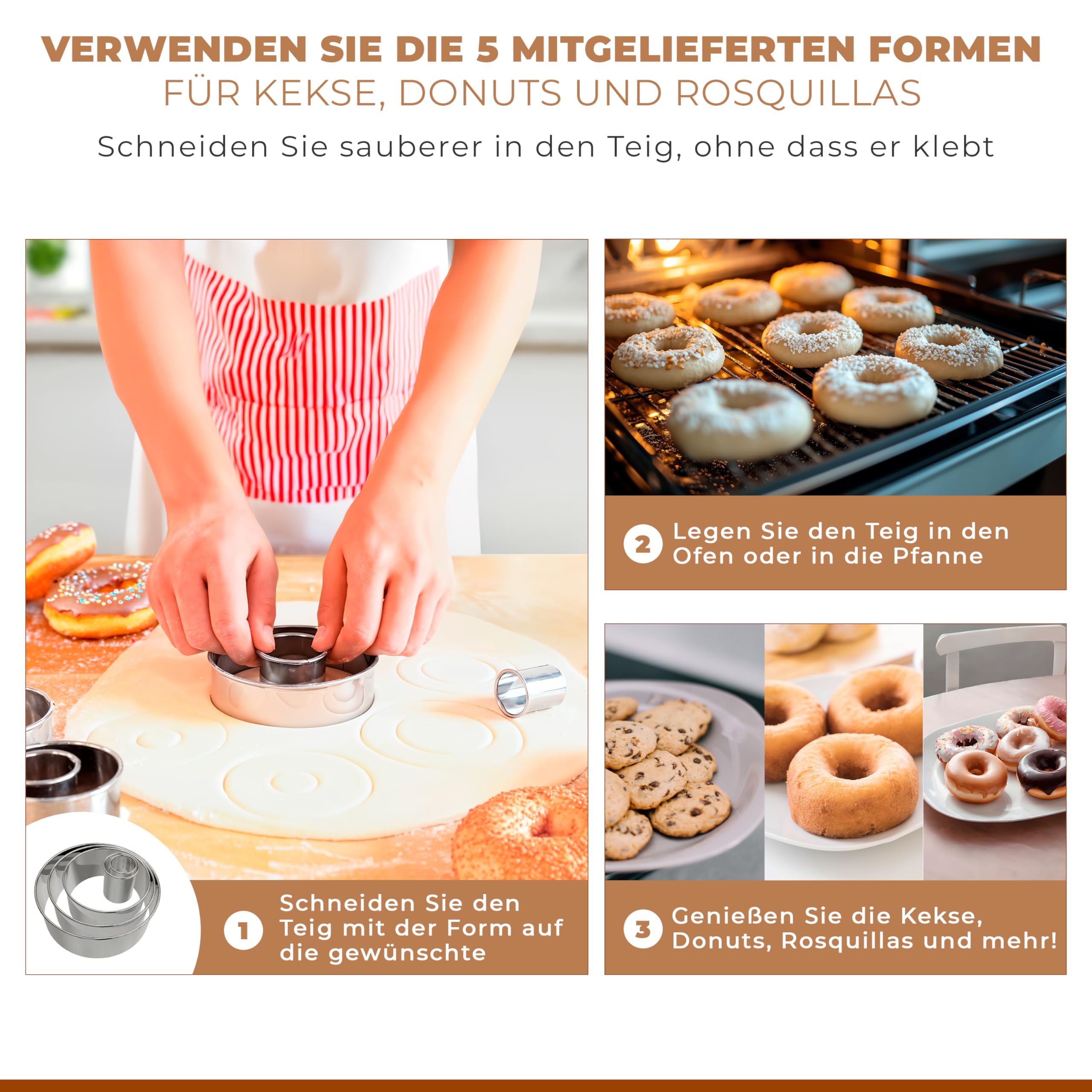 Churros Maker & Spritzgebäck Maschine – 304 Edelstahl, Große Kapazität, Leicht zu Reinigen & Langlebig – Ideal für Familien, Hobbybäcker & Profis – Perfekte Gebäckpresse für Spritzgebäck & Churros