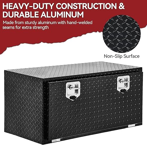 Miniatura 4 de YITAMOTOR Cajas de herramientas de aluminio resistente de 36 pulgadas, cajas de herramientas de camión con placa de diamante, organizador de