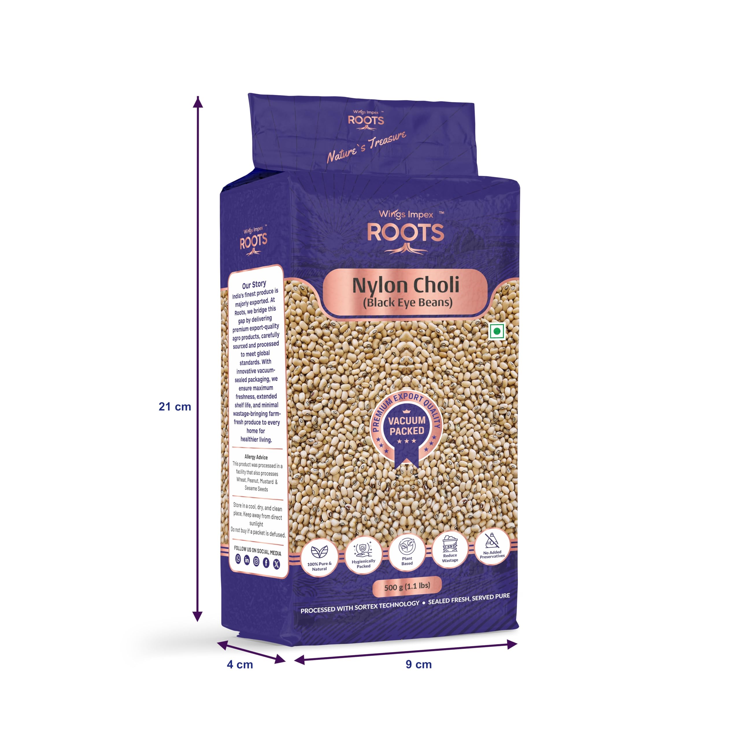 Roots Nylon Choli Black Eye Beans 500 gm | Vaccum Packed | Rich in Protein & Fiber | Ideal for Indian & Global Recipes | - Image 5 thumbnail