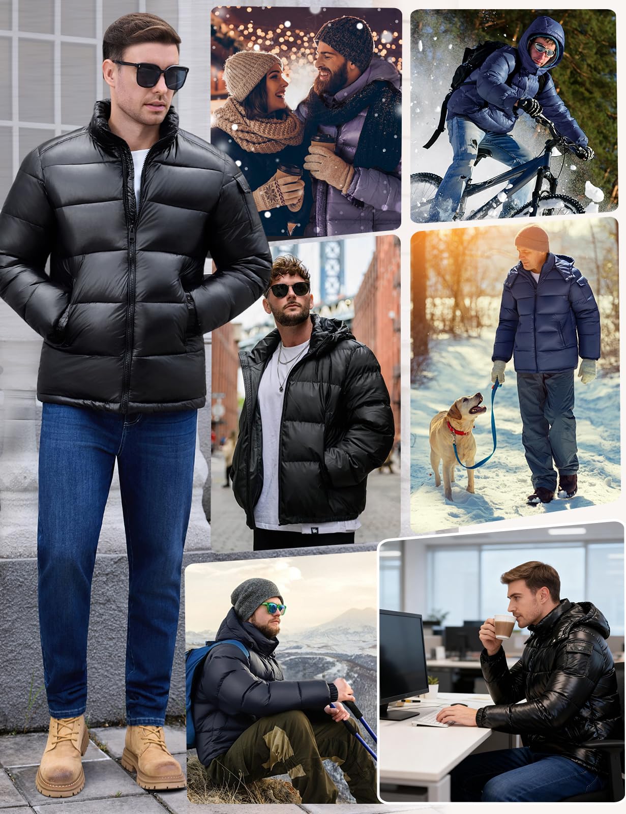 heekpek Chaqueta Hombre Invierno Abrigo Chaqueta Acolchada de algodón Repelente al agua Cazadora Para Hombre Termica Parka de Esqui Snowboard
